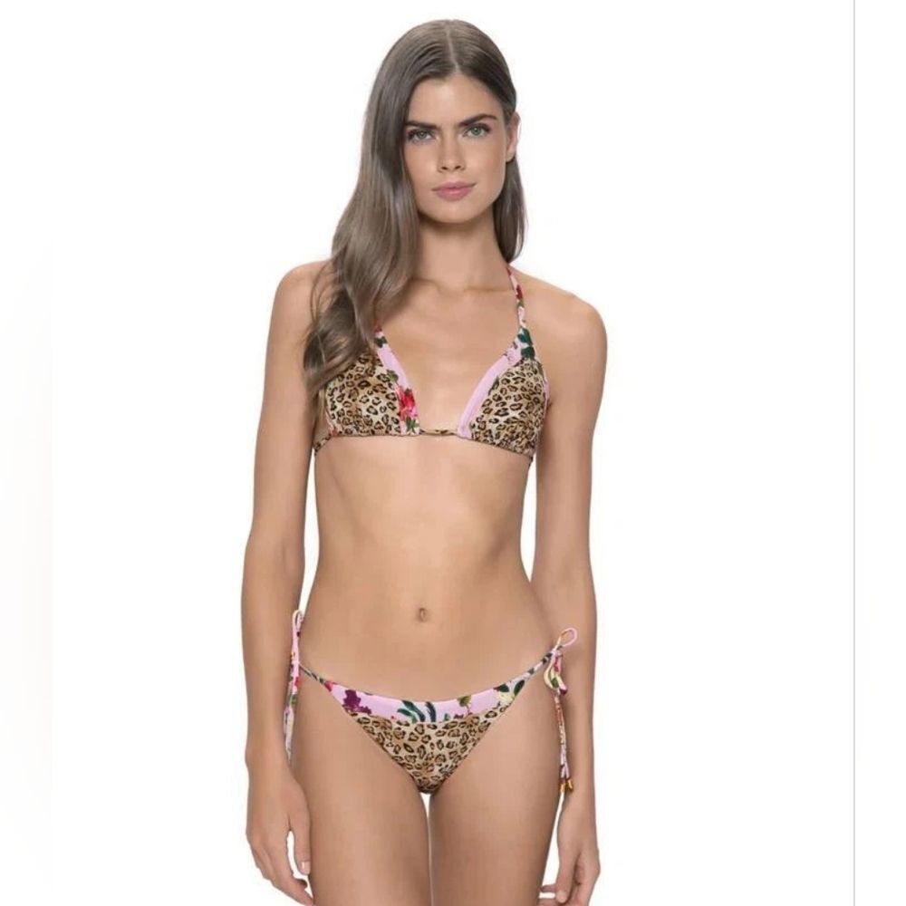 NWT PQ Swim Leopard Mix Up Bikini Bottom Sz L